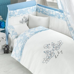 Комплект постельного белья и спальных принадлежностей из 6 предметов серии Baby Birdie (Bebe Luvicci, 00-0013767)